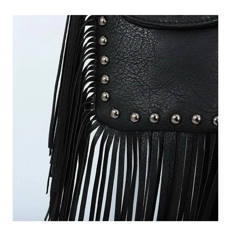 Square Shoulder Bag with Tassels