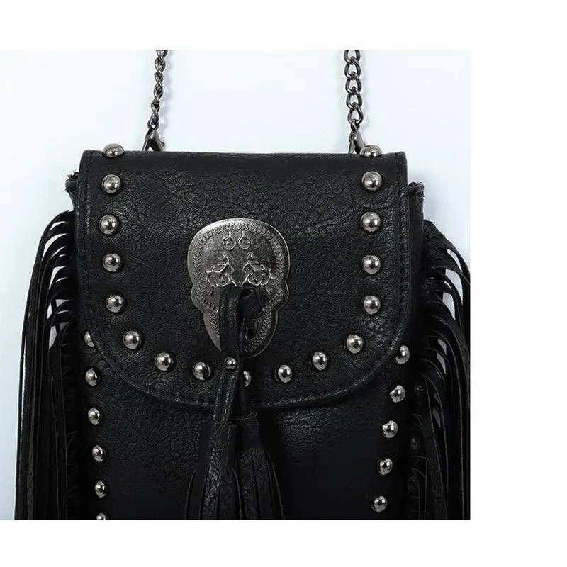 Square Shoulder Bag with Tassels