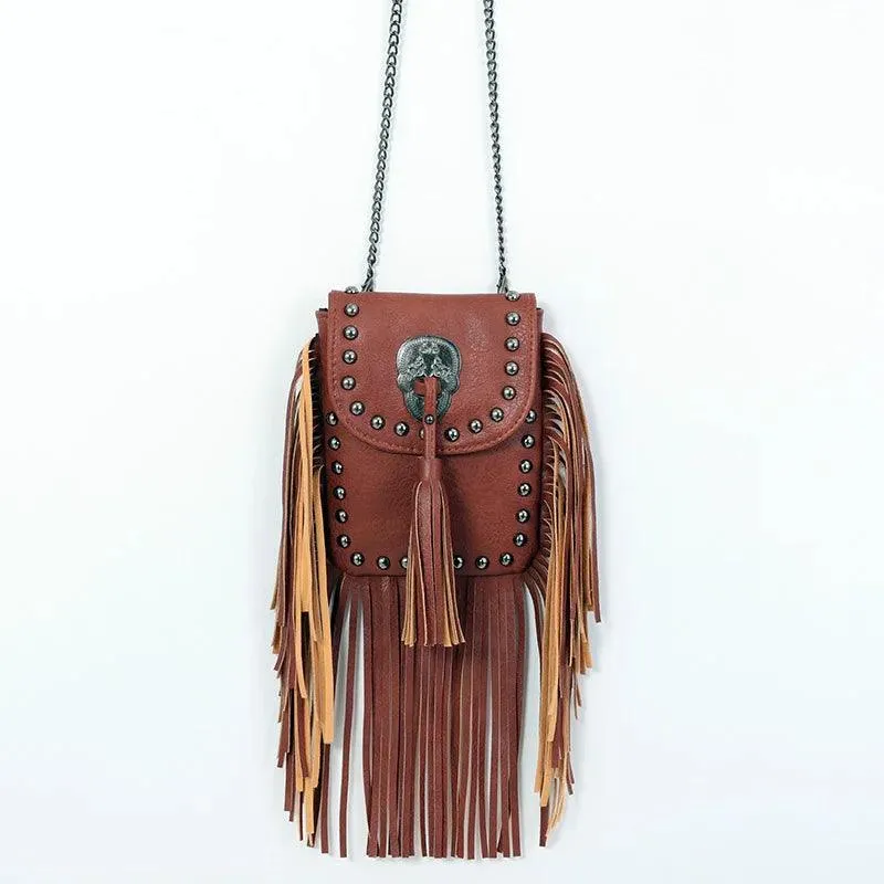 Square Shoulder Bag with Tassels