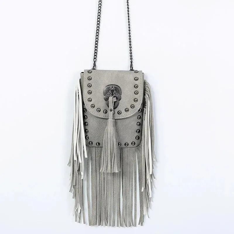 Square Shoulder Bag with Tassels