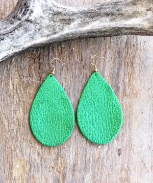 St. Patrick’s Day Green Leather Earrings