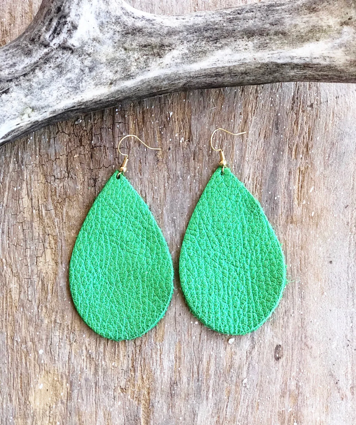St. Patrick’s Day Green Leather Earrings