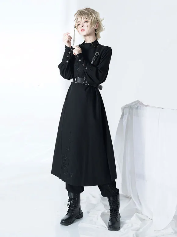 Steampunk Lolita Accessories Black Metal Details PU Leather Sash Miscellaneous