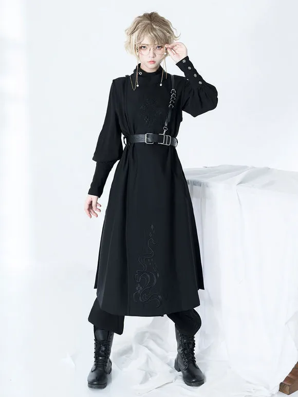 Steampunk Lolita Accessories Black Metal Details PU Leather Sash Miscellaneous