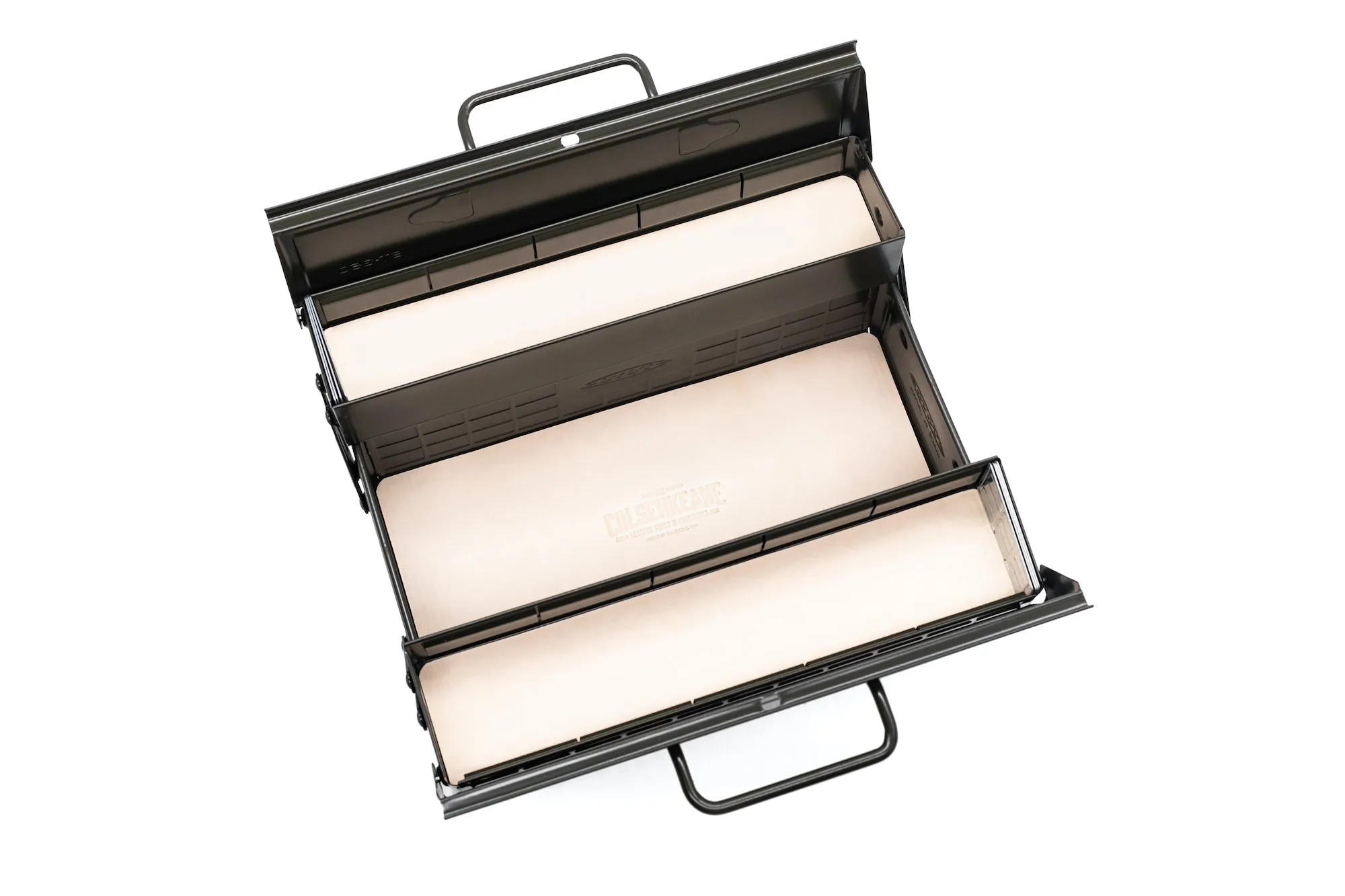 Steel Cantilever Lid Toolbox with Upper Storage Trays and Leather Liners