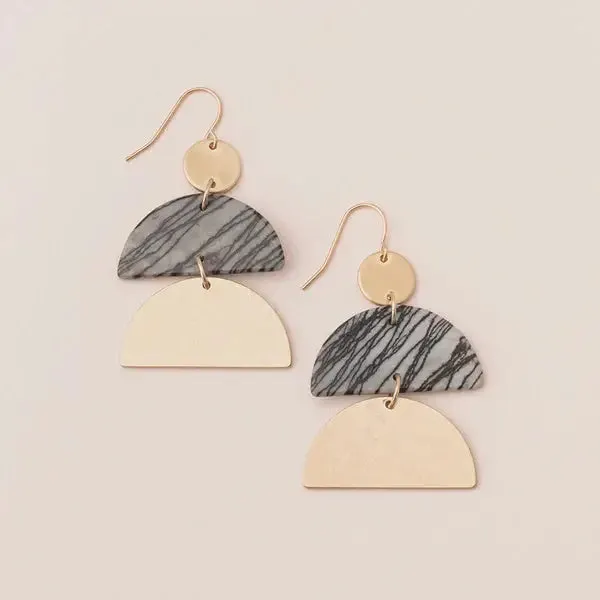 STONE HALF MOON EARRING