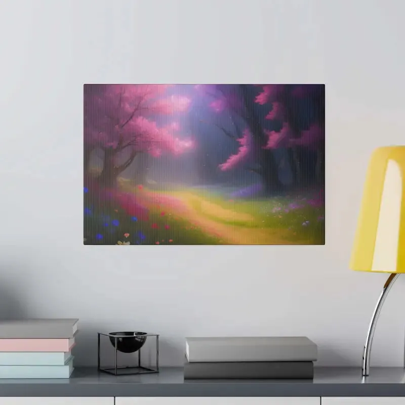 Stunning Path Lined Matte Canvas with Flowering Trees