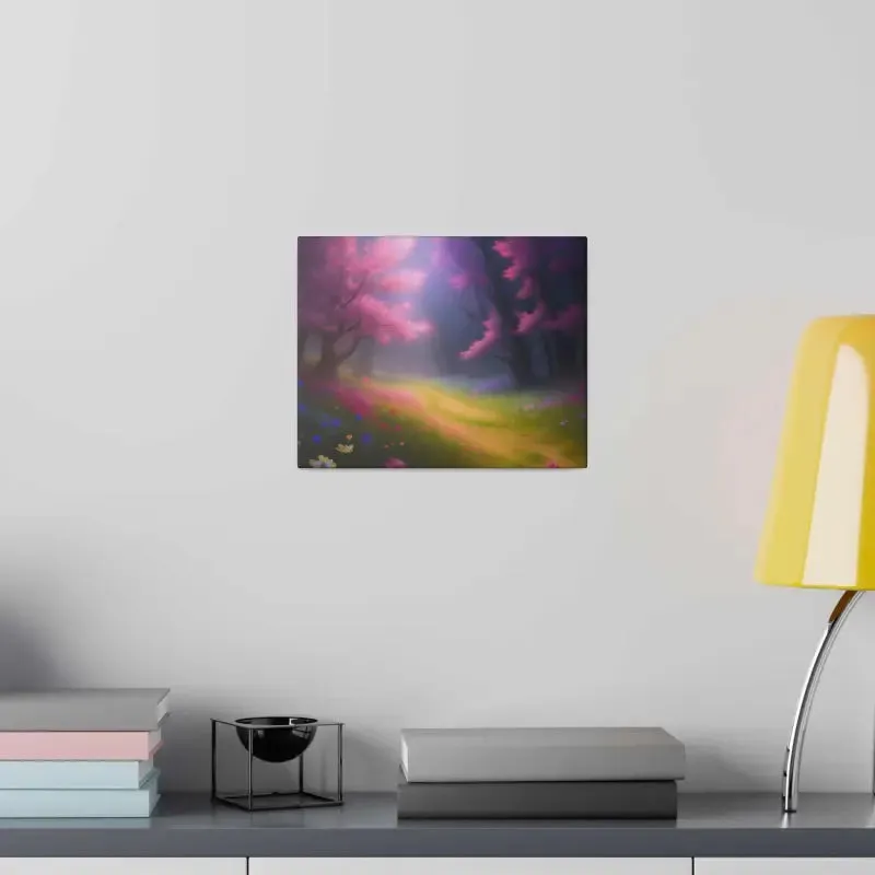 Stunning Path Lined Matte Canvas with Flowering Trees
