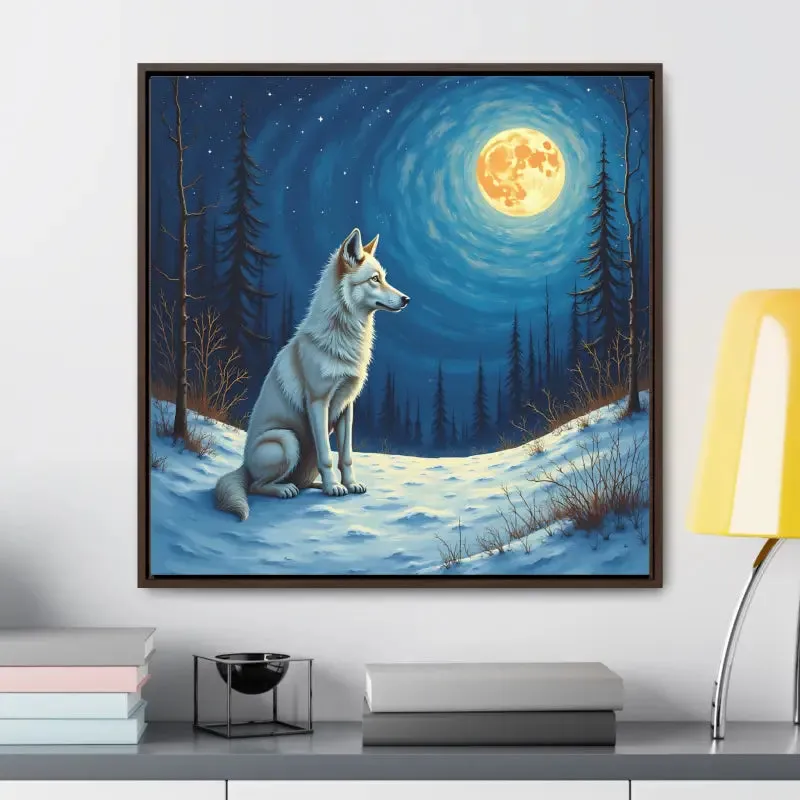 Stunning Wolf Art Canvas Capturing Wild Serene Night