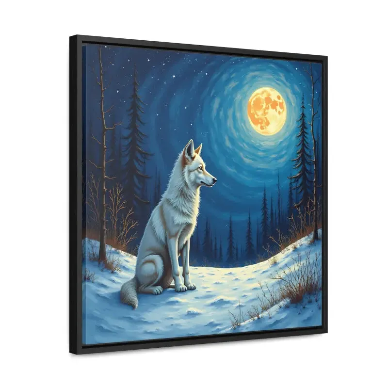 Stunning Wolf Art Canvas Capturing Wild Serene Night