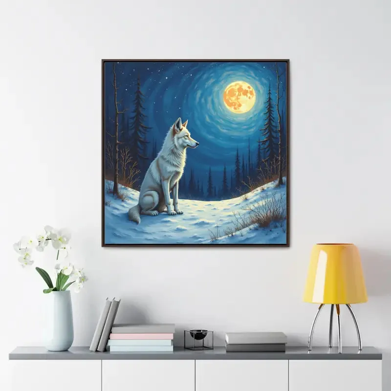 Stunning Wolf Art Canvas Capturing Wild Serene Night