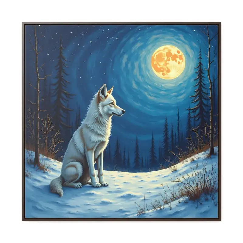 Stunning Wolf Art Canvas Capturing Wild Serene Night