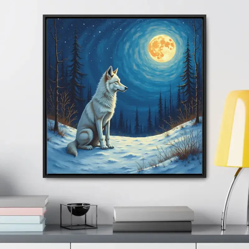 Stunning Wolf Art Canvas Capturing Wild Serene Night