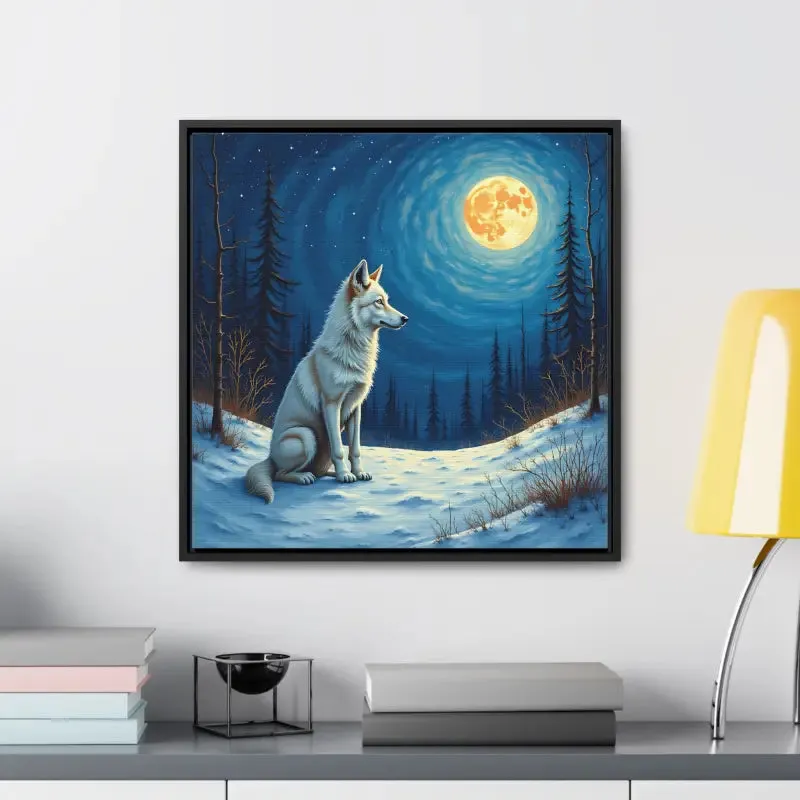 Stunning Wolf Art Canvas Capturing Wild Serene Night