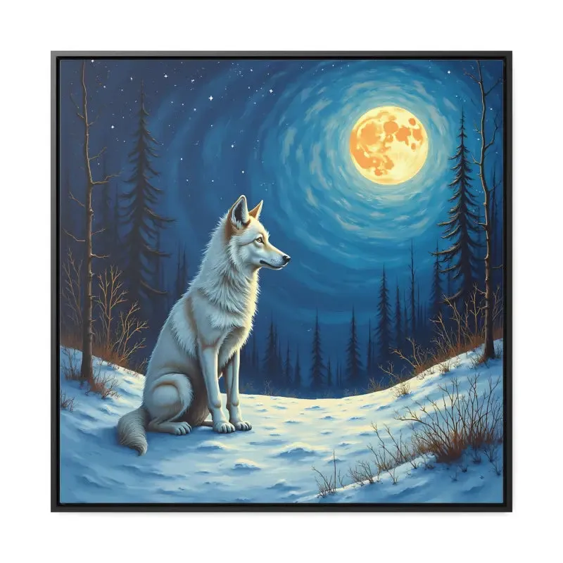 Stunning Wolf Art Canvas Capturing Wild Serene Night