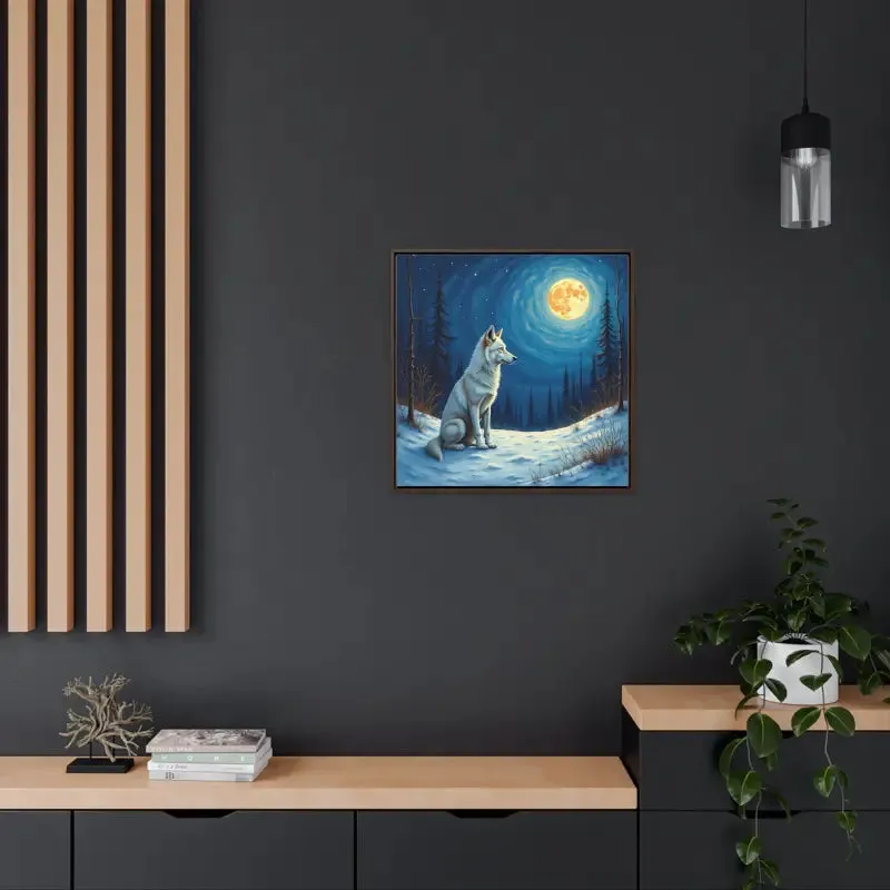 Stunning Wolf Art Canvas Capturing Wild Serene Night