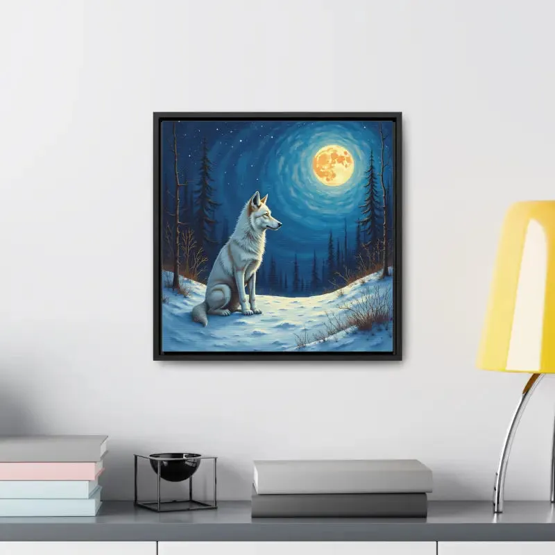 Stunning Wolf Art Canvas Capturing Wild Serene Night