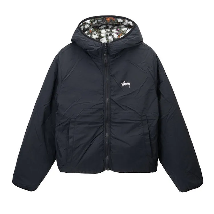 Stussy Reversible Pattern Sherpa Fleece/Nylon Zip Jacket Natural