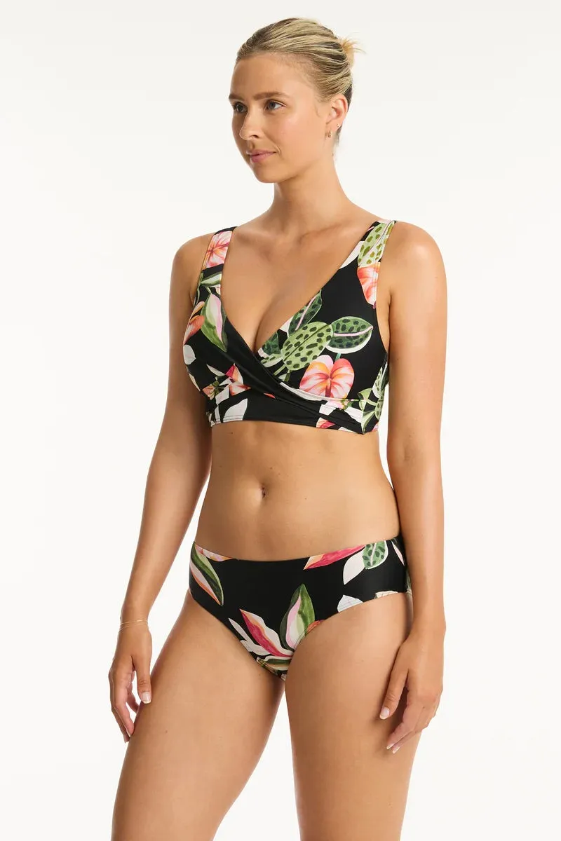 Sundown Cross Front Multifit Bra Black