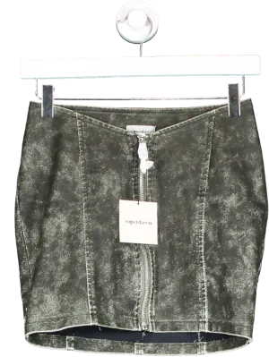 Superdown Green Faux Leather Skirt In Olive UK XS