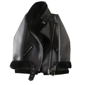 The Maura Faux Leather Oversized Winter Moto Jacket - Multiple Colors