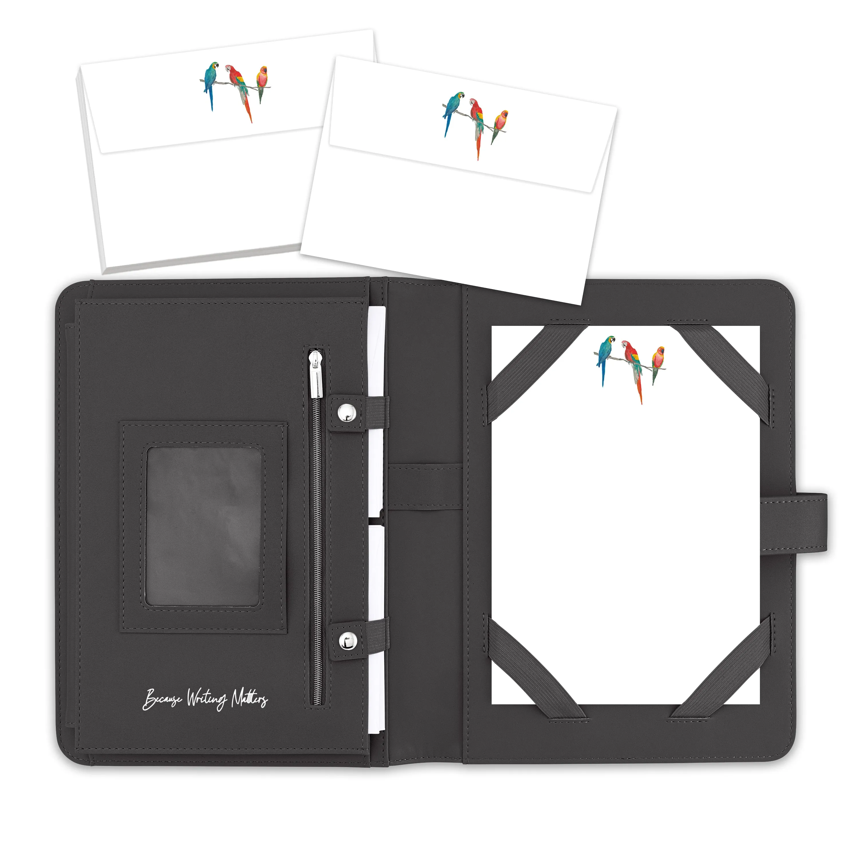 Three Parrots Letter Writing Set with Organiser