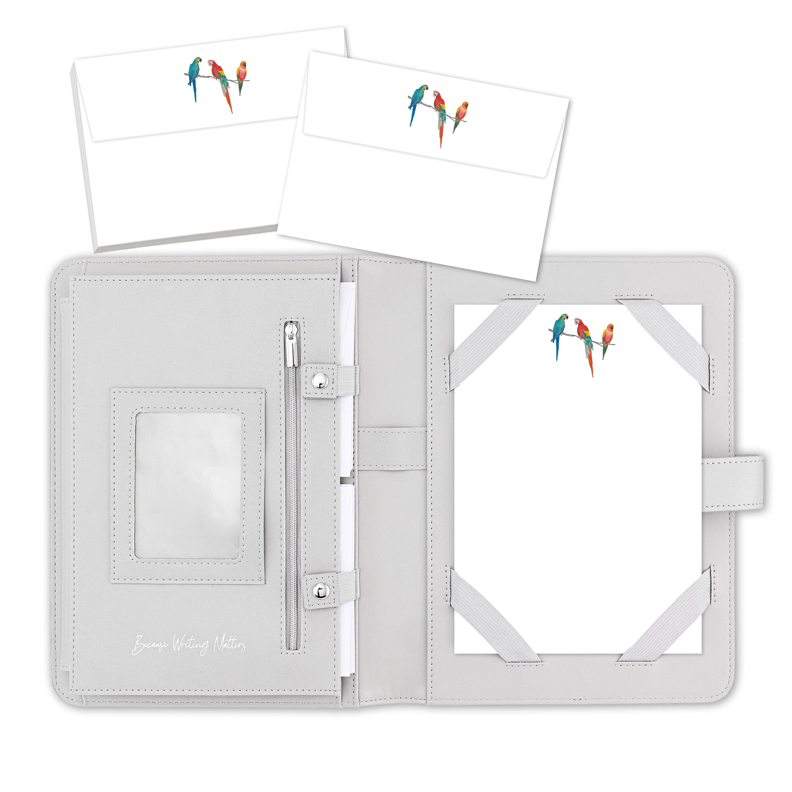 Three Parrots Letter Writing Set with Organiser