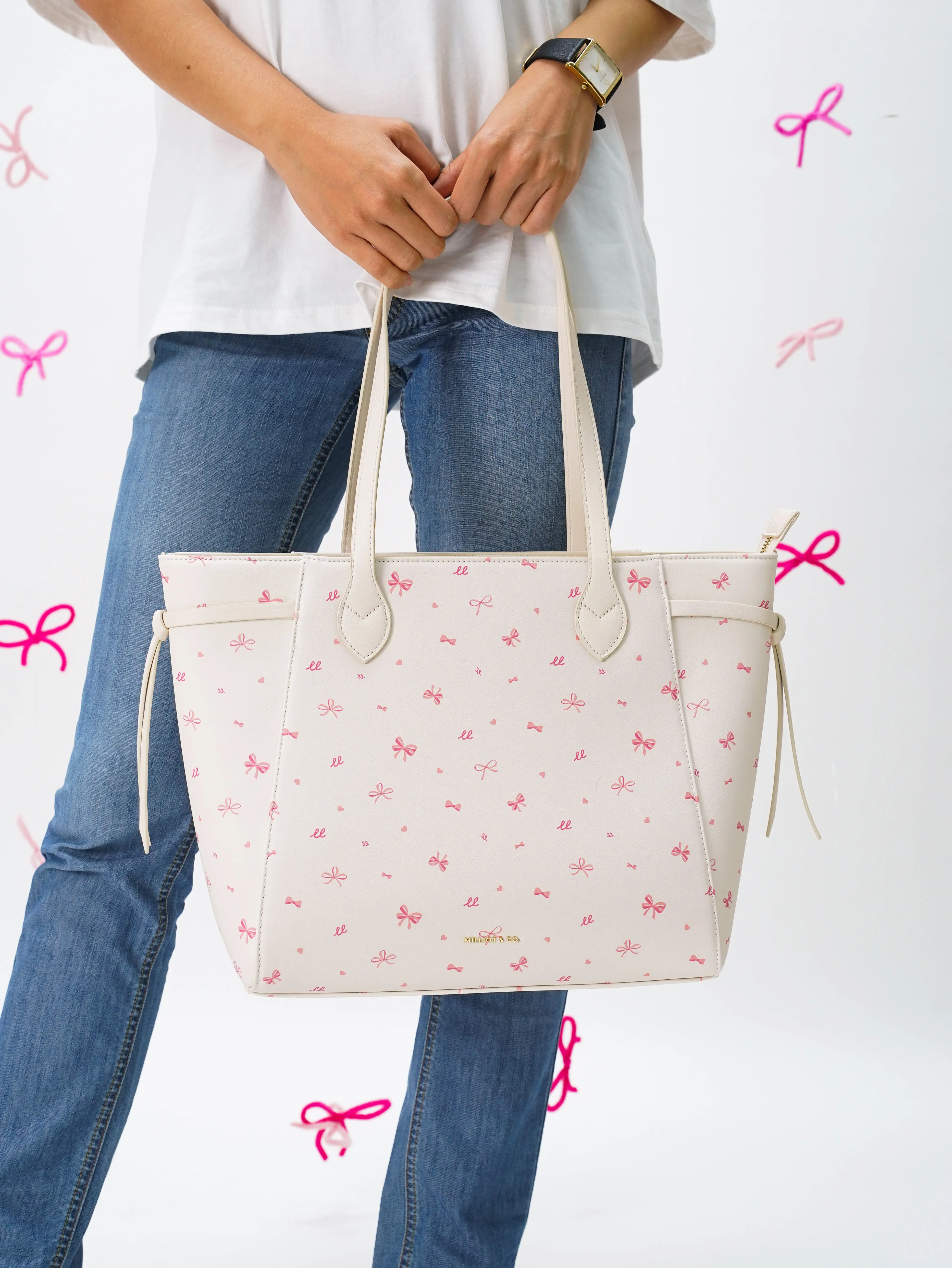 Tie A Ribbon Tote Bag (Beige)