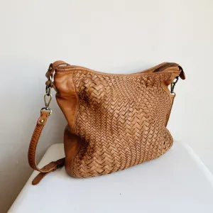 Toffee Braided Leather Convertible Backpack