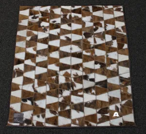 tricolor Patchwork Cowhide Rug – Size 28 x 25 IN | .72x .64 cm | Premium Cowhide Rug