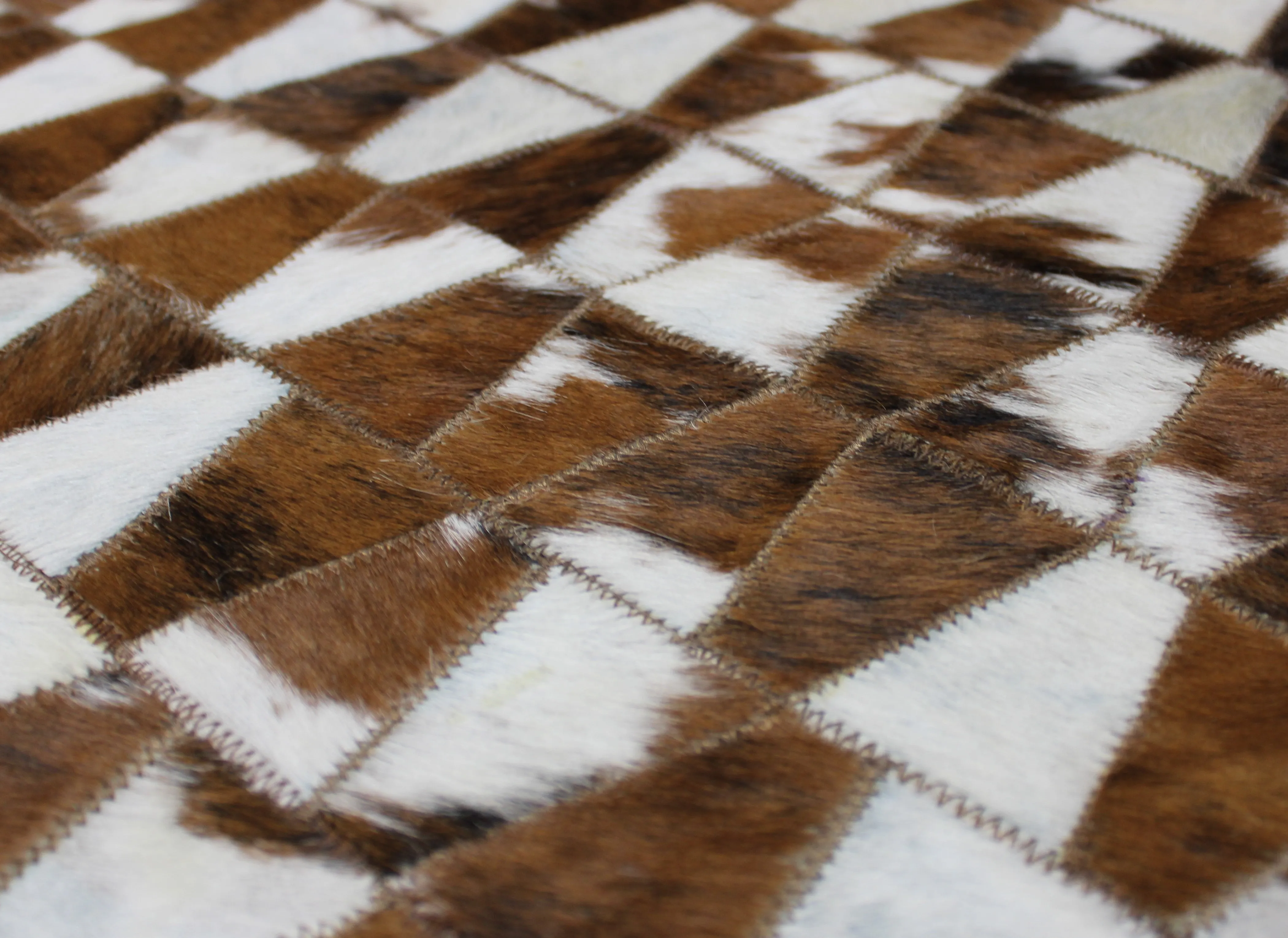 tricolor Patchwork Cowhide Rug – Size 28 x 25 IN | .72x .64 cm | Premium Cowhide Rug