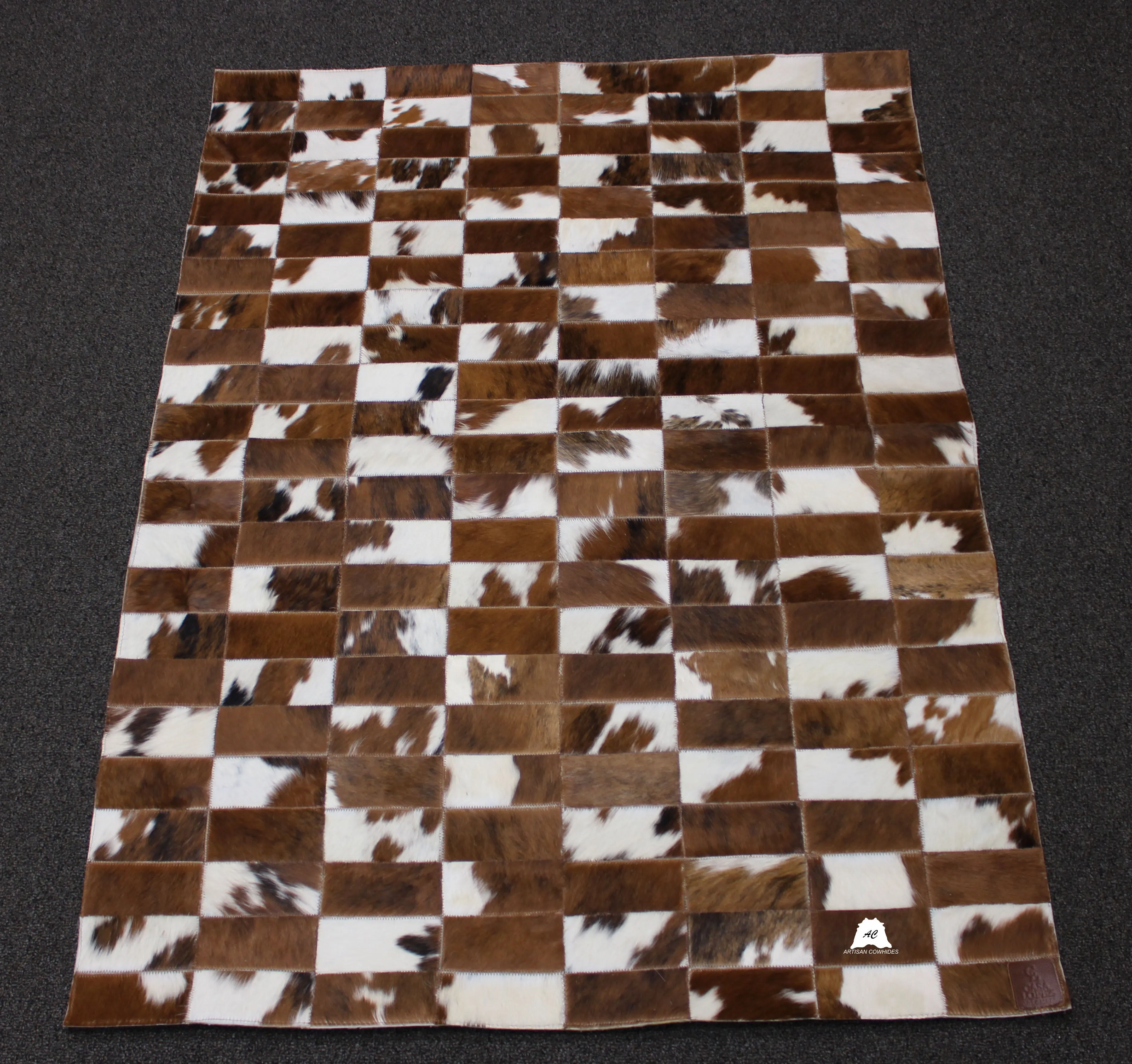 Tricolor Patchwork Cowhide Rug – Size 55 x 41 IN | 1.39x 1.04 cm | Premium Cowhide Rug