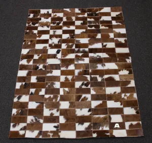Tricolor Patchwork Cowhide Rug – Size 55 x 41 IN | 1.39x 1.04 cm | Premium Cowhide Rug