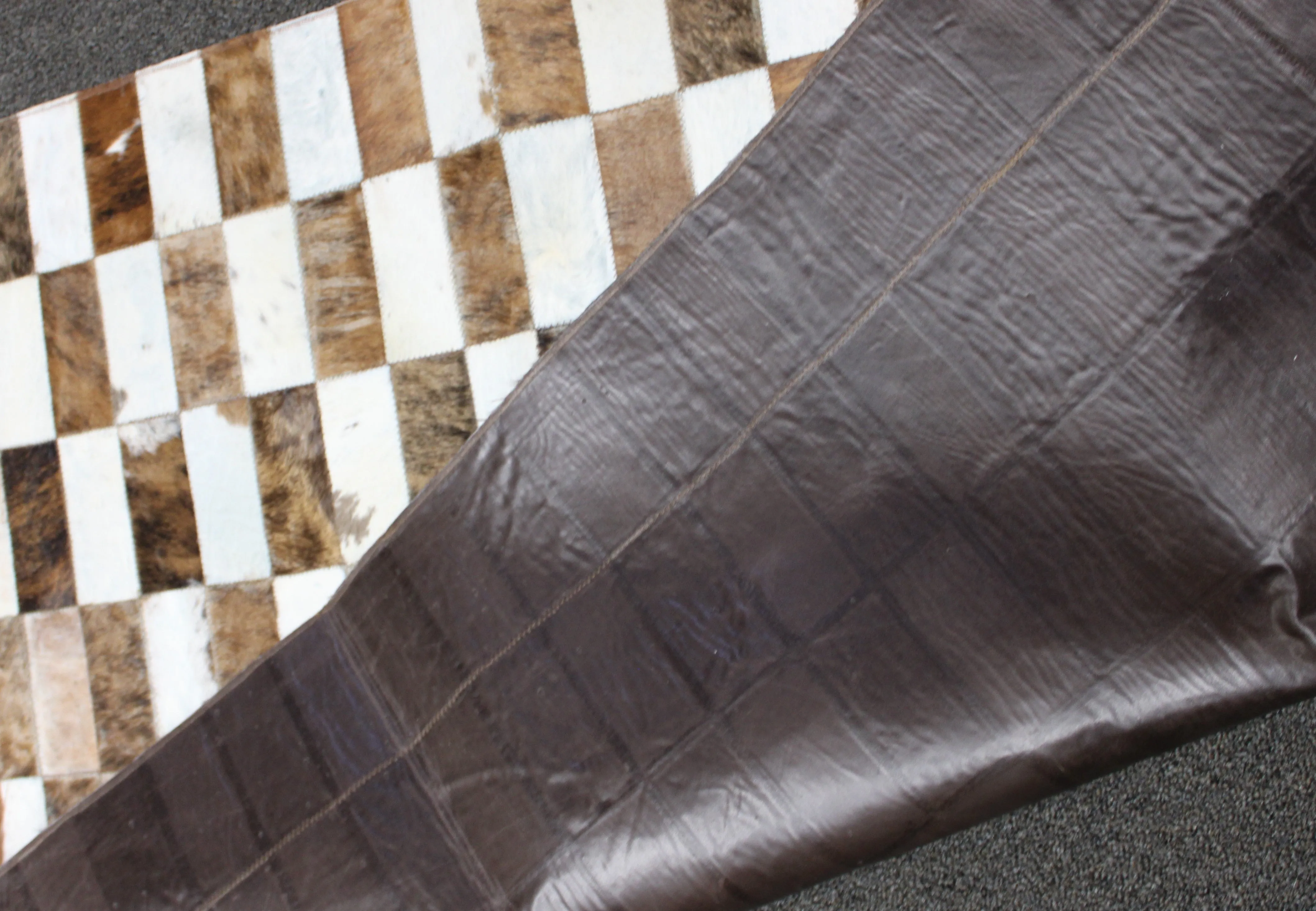 Tricolor Patchwork Cowhide Rug – Size 55 x 41 IN | 1.39x 1.04 cm | Premium Cowhide Rug