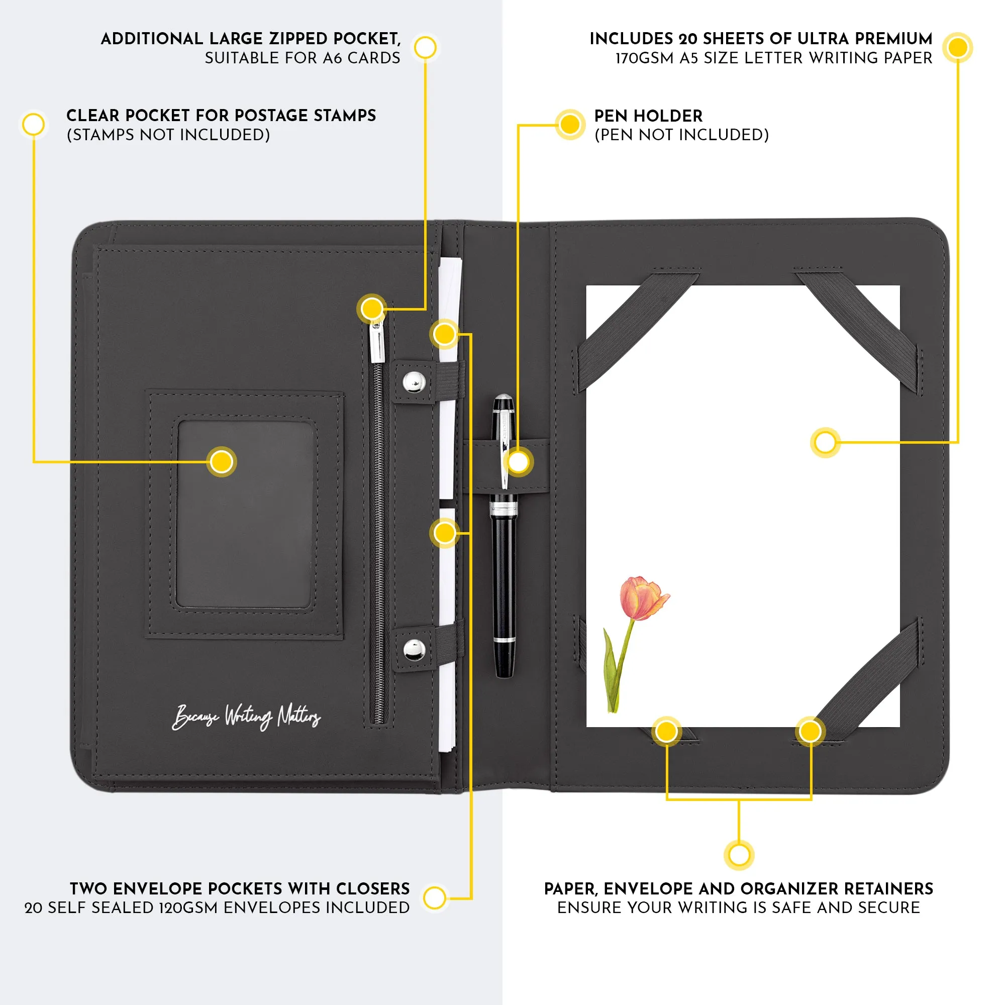 Tulip Letter Writing Set with Organiser