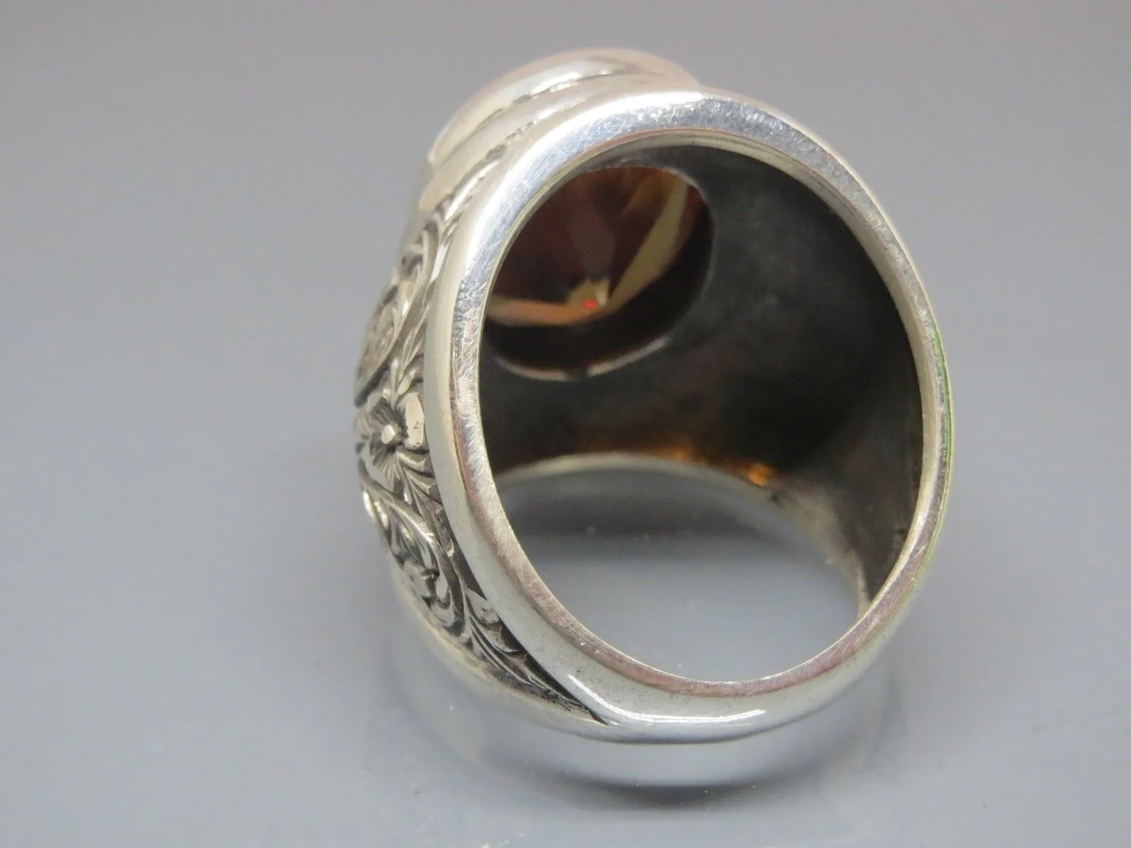 Turkish Handmade Jewelry 925 Sterling Silver Alexandrite Stone Engraved Mens Rings