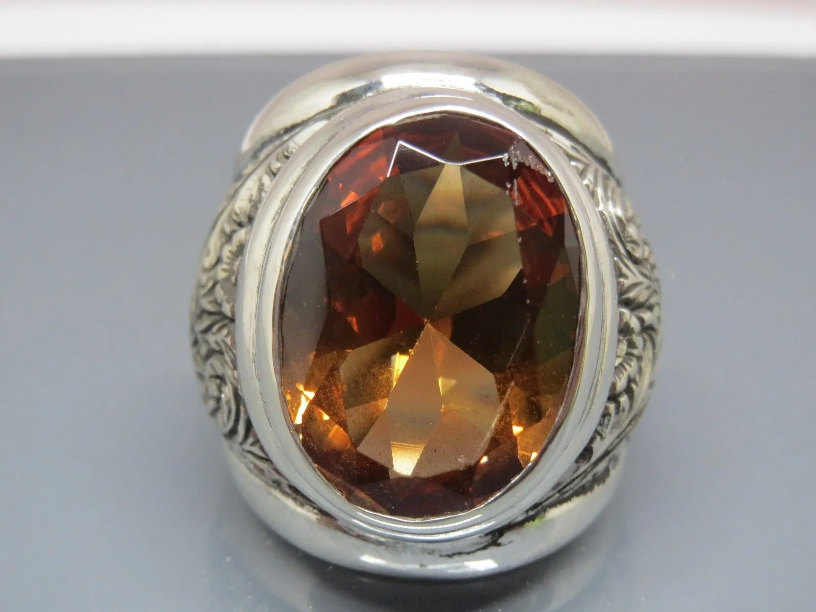Turkish Handmade Jewelry 925 Sterling Silver Alexandrite Stone Engraved Mens Rings