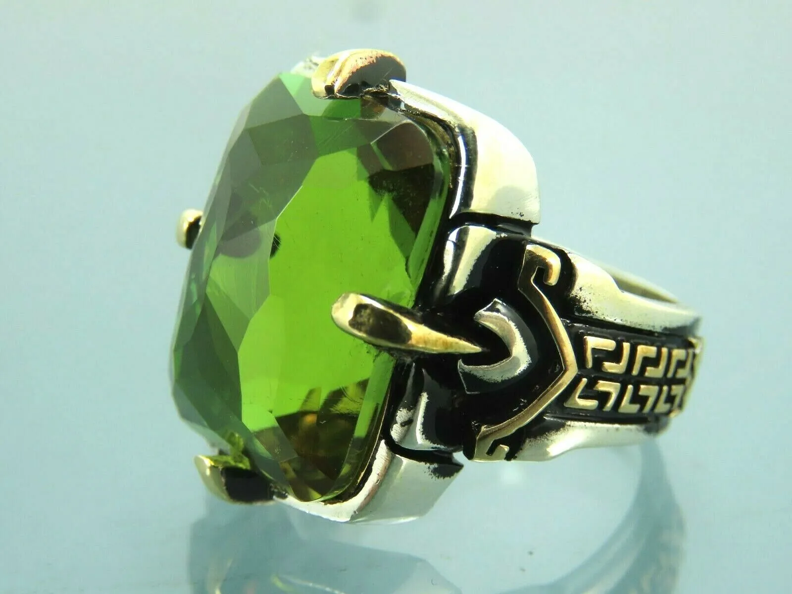Turkish Handmade Jewelry 925 Sterling Silver Alexandrite Stone Mens Rings