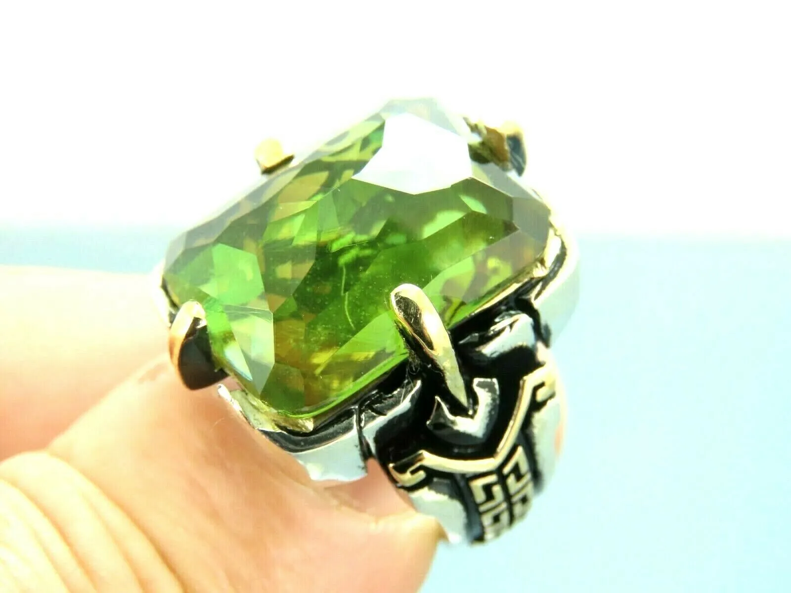 Turkish Handmade Jewelry 925 Sterling Silver Alexandrite Stone Mens Rings
