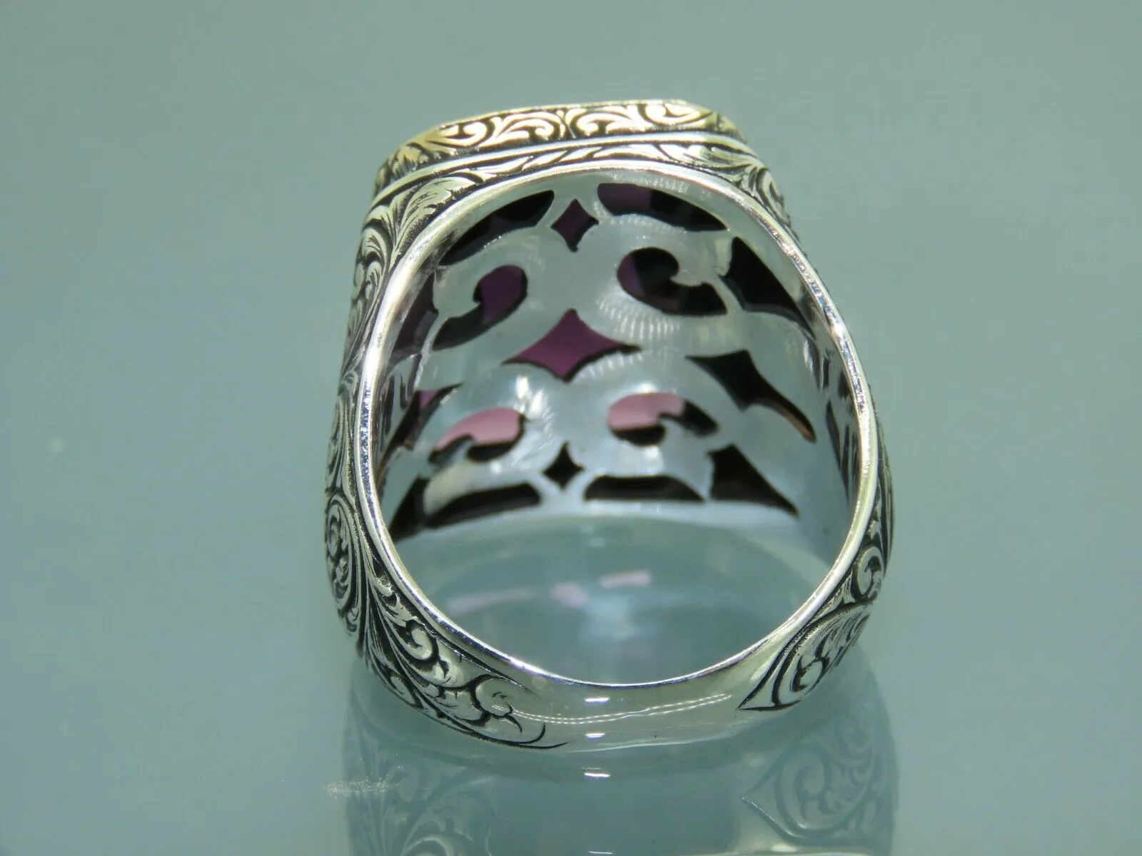 Turkish Handmade Jewelry 925 Sterling Silver Amethyst Stone Men Rings