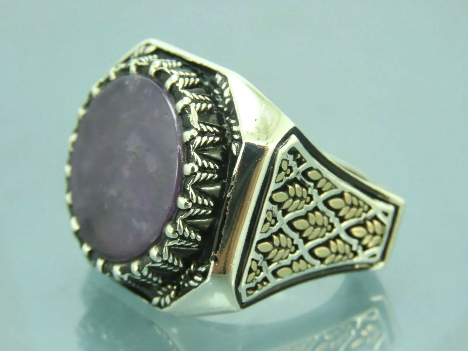 Turkish Handmade Jewelry 925 Sterling Silver Amethyst Stone Men's Rings