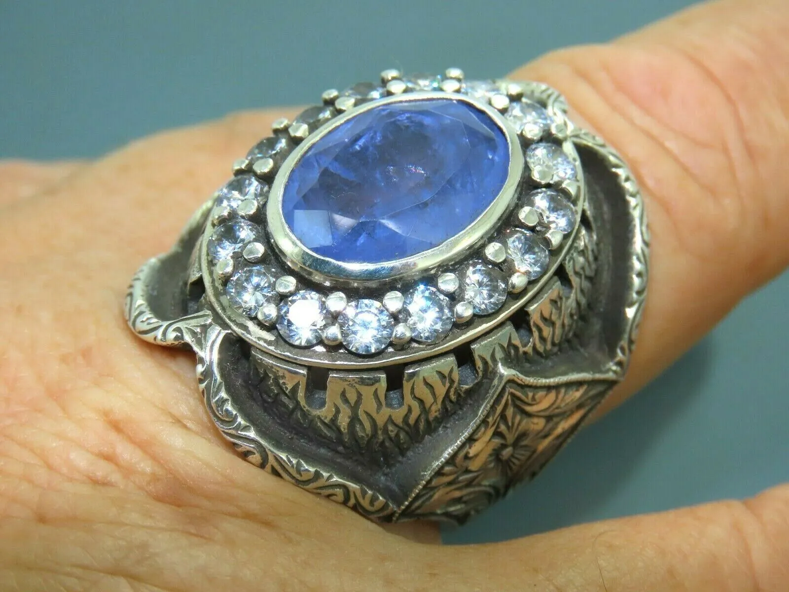 Turkish Handmade Jewelry 925 Sterling Silver Amethyst Stone Mens Rings