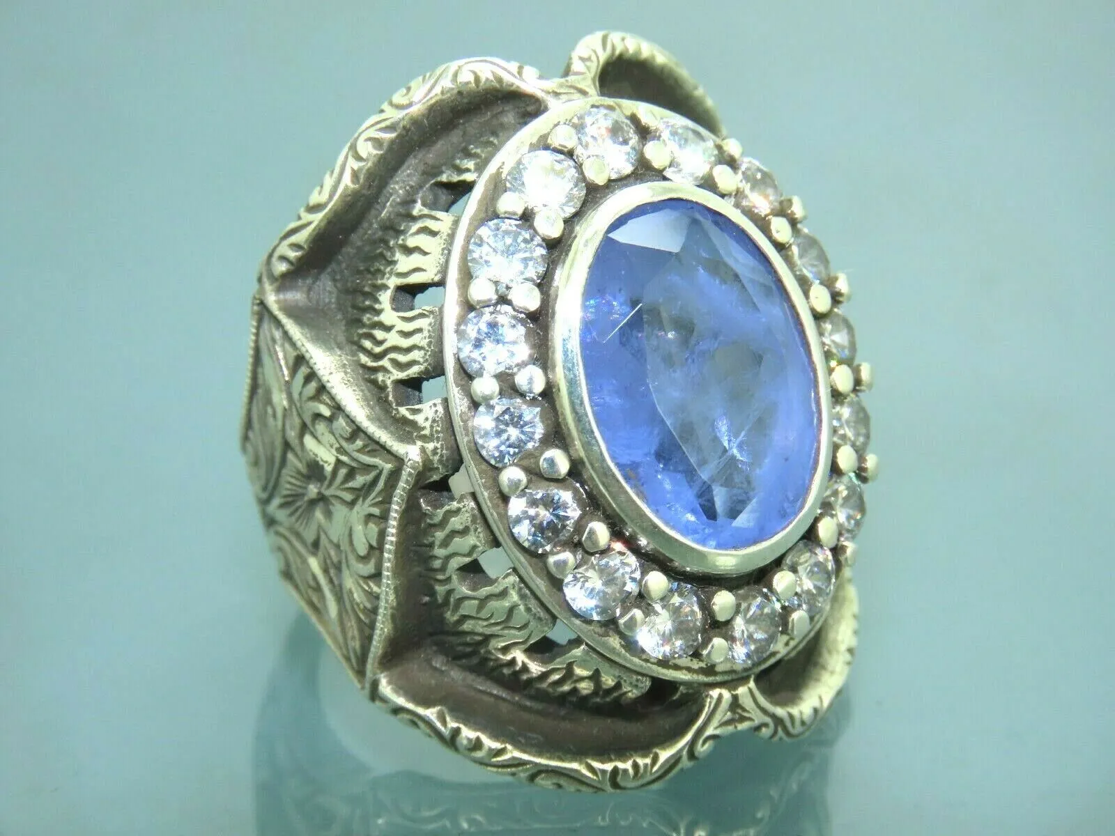 Turkish Handmade Jewelry 925 Sterling Silver Amethyst Stone Mens Rings