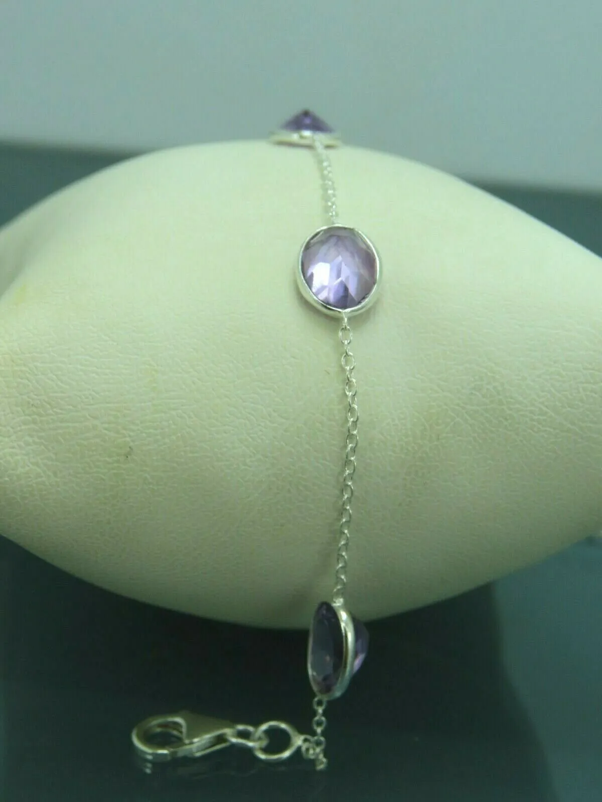 Turkish Handmade Jewelry 925 Sterling Silver Amethyst Stone Womens Bracelet