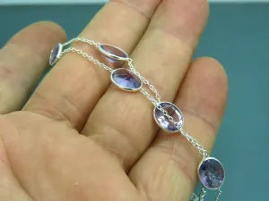 Turkish Handmade Jewelry 925 Sterling Silver Amethyst Stone Womens Bracelet