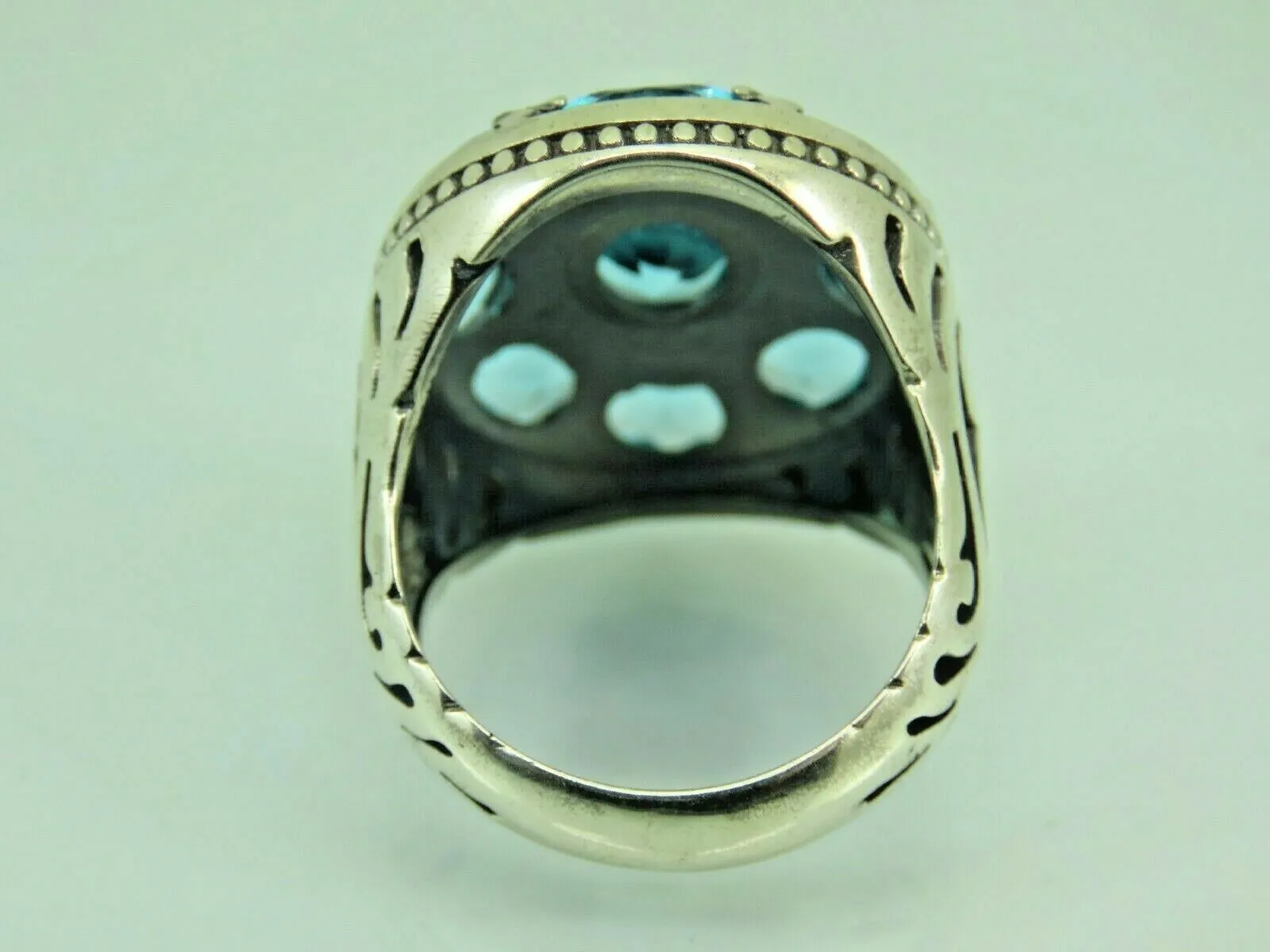 Turkish Handmade Jewelry 925 Sterling Silver Aquamarine Stone Mens Rings