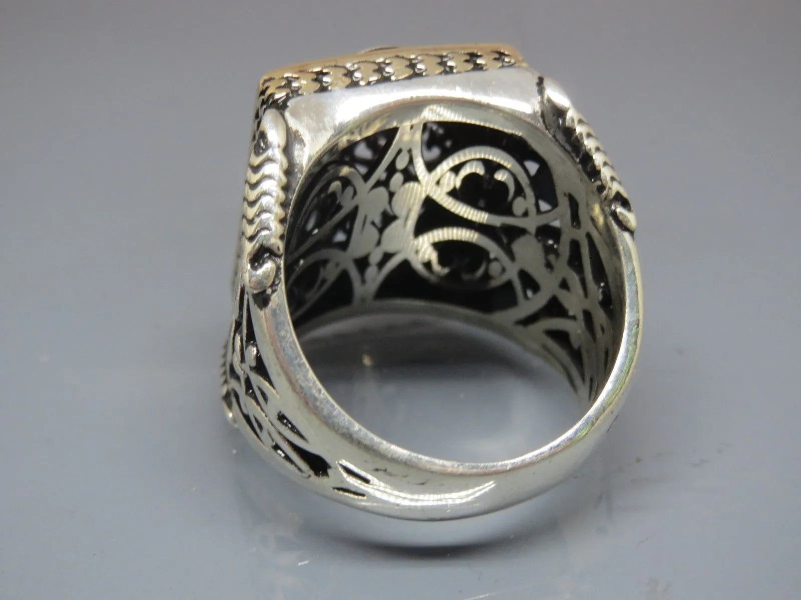 Turkish Handmade Jewelry 925 Sterling Silver Filigree Design Mens Rings