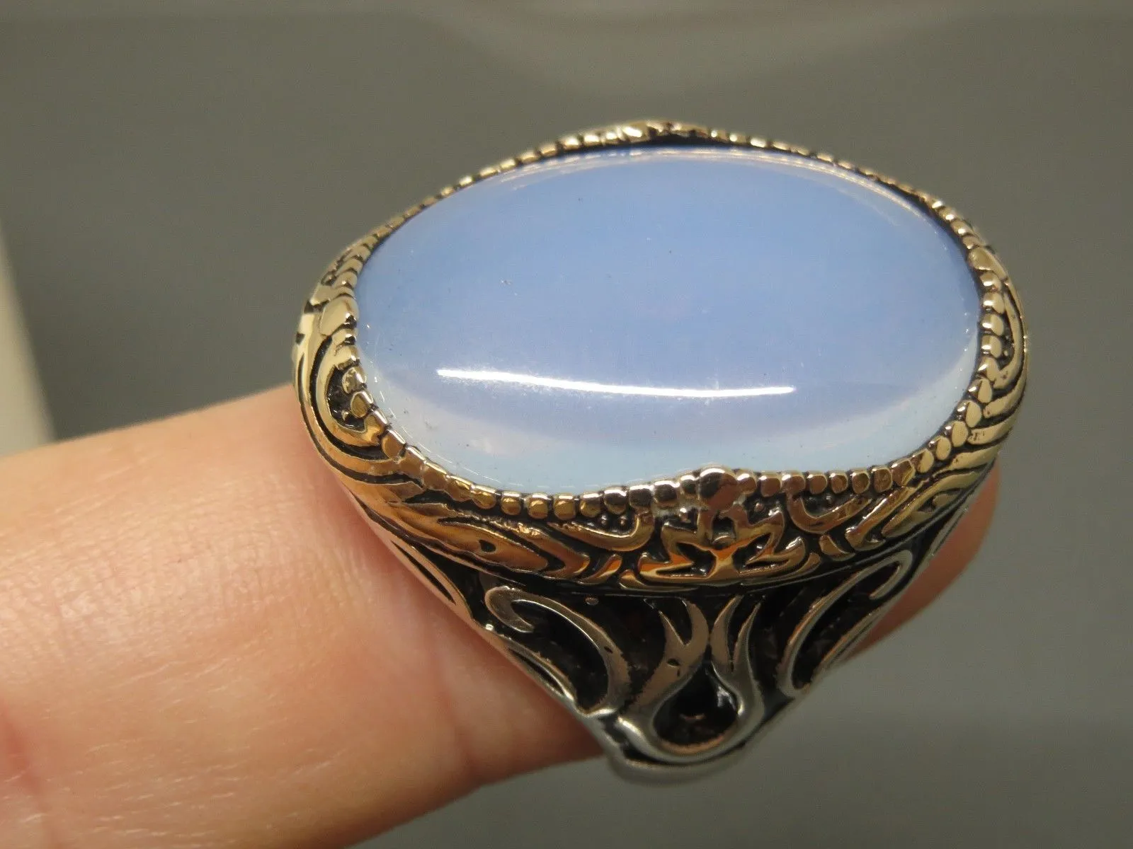Turkish Handmade Jewelry 925 Sterling Silver Moonstone Mens Rings