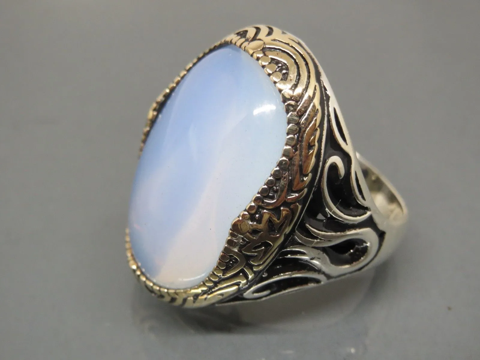 Turkish Handmade Jewelry 925 Sterling Silver Moonstone Mens Rings