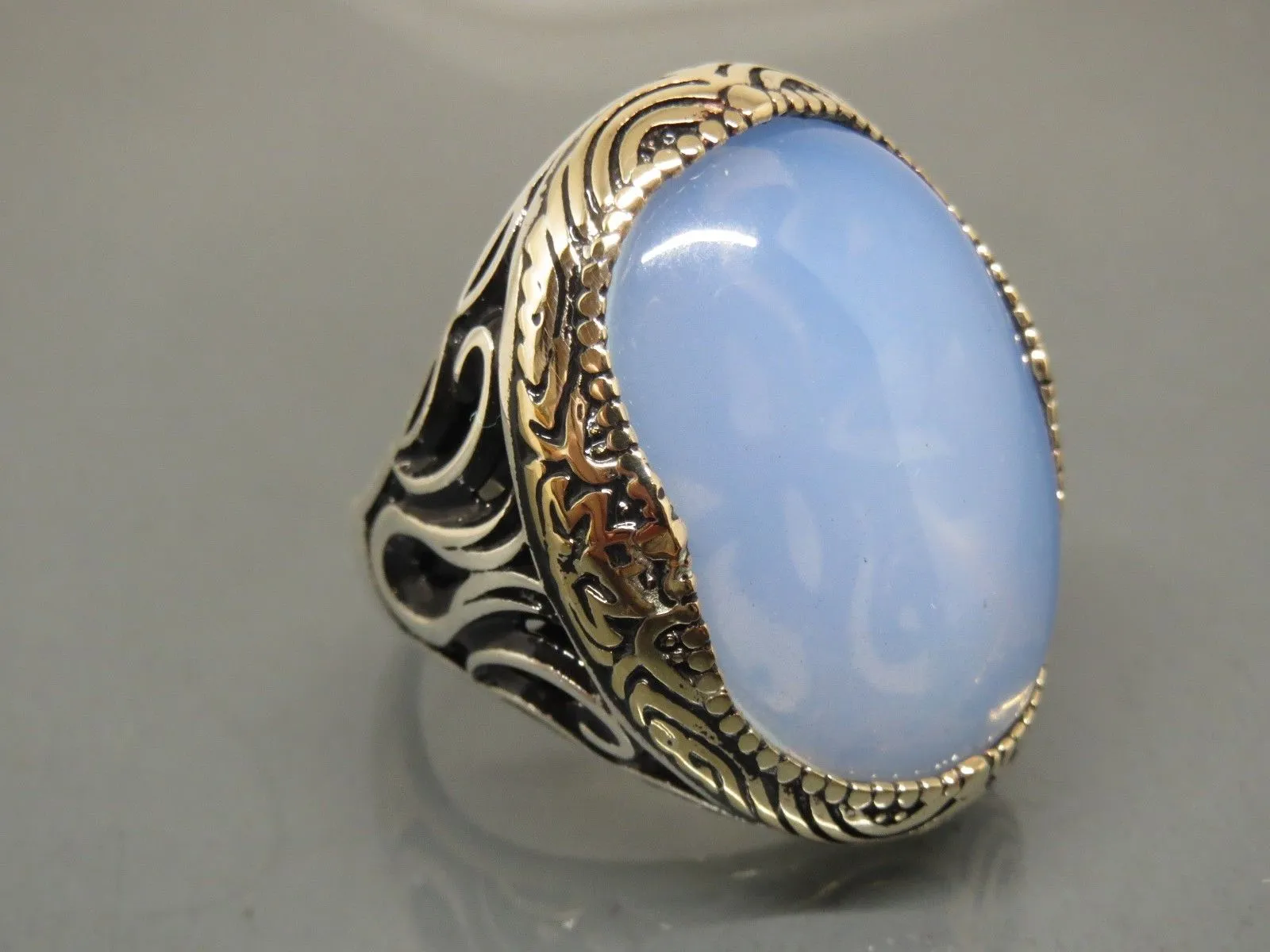 Turkish Handmade Jewelry 925 Sterling Silver Moonstone Mens Rings